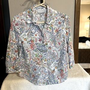 Multicolored Alfred Dunner Semi-Sheer Button-Down Blouse - 8P